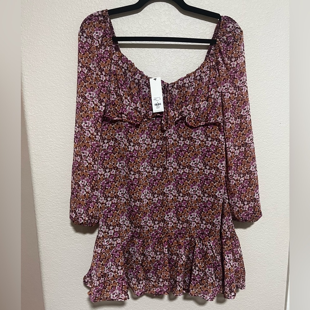 NWT Floral Mini Dress with Sleeves